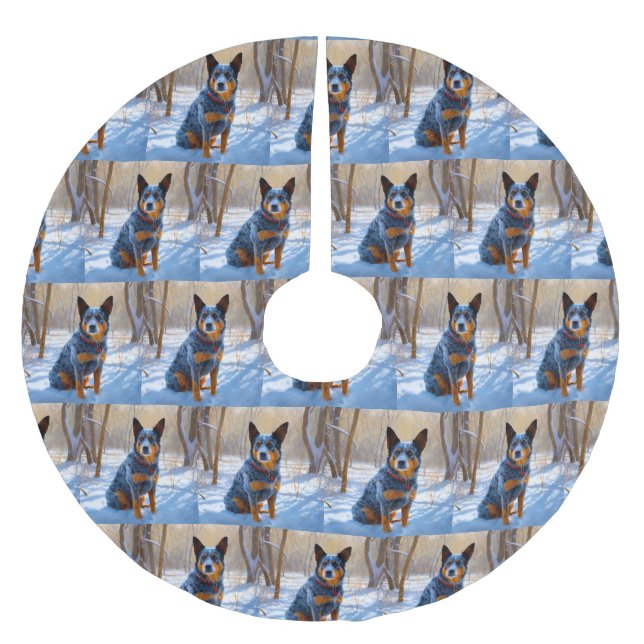 Australische Rinder Let It Snow Weihnachten Polyester Weihnachtsbaumdecke (Vorderseite)