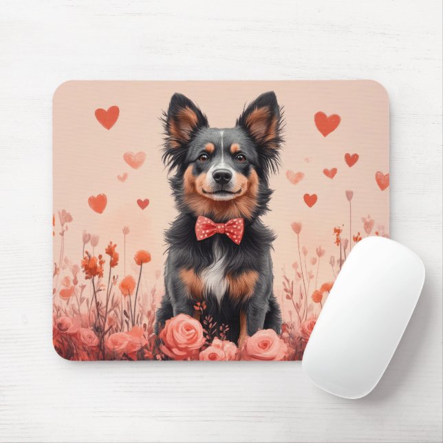 Australische Rinder mit Rose - Valentinstag Mousepad (Mit Mouse)