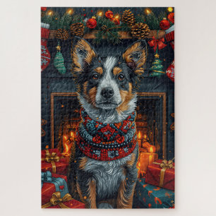 Australische Rinder mit Weihnachtsgeschenken Feuer Puzzle