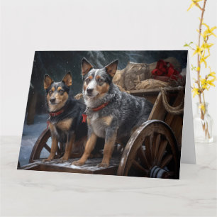 Australische Rinder Snowy Sleigh Weihnachtsdekor Karte