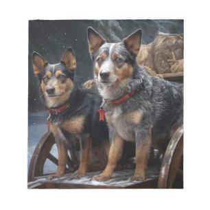 Australische Rinder Snowy Sleigh Weihnachtsdekor Notizblock