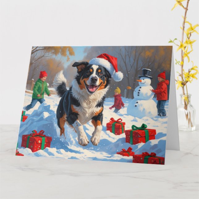 Australische Rinder Weihnachts-Schneeszene Karte (Gelbe Blume)