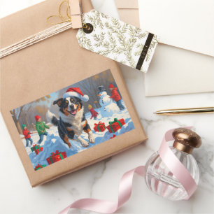 Australische Rinder Weihnachts-Schneeszene Rechteckiger Aufkleber