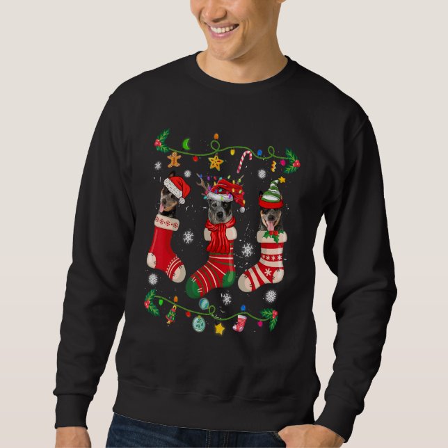 Australische Rinder Weihnachtssocken Xmas Dog Sweatshirt (Vorderseite)