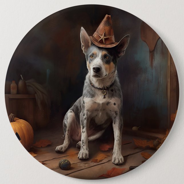 Australische Rinderpumpen Halloween Beängstigend Button (Vorderseite)