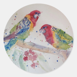 Australische Rosella Parrot Watercolor Kunst Runder Aufkleber
