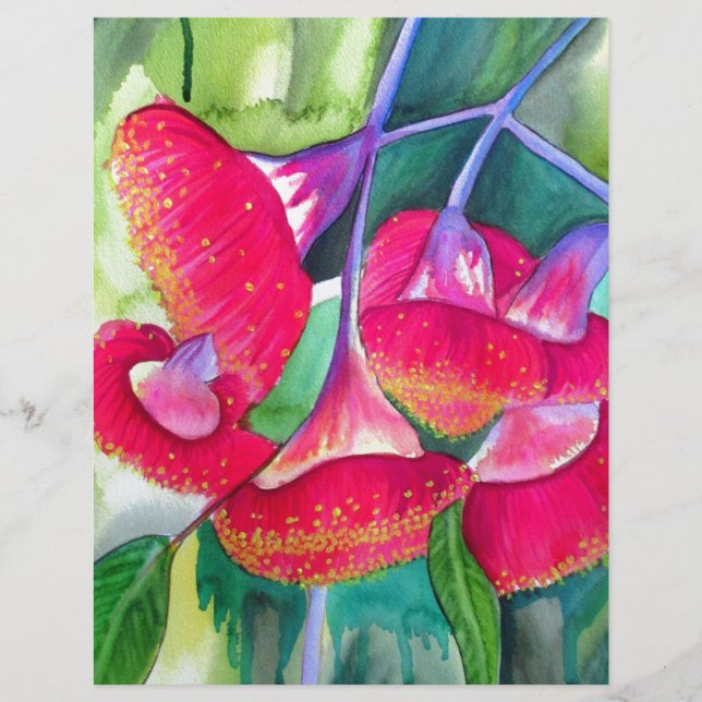 Australische Rot Blütengummi Aquarellkunst (Vorderseite)