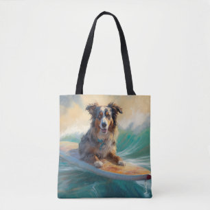 Australische Schäferhund-Strand-Surfing-Malerei