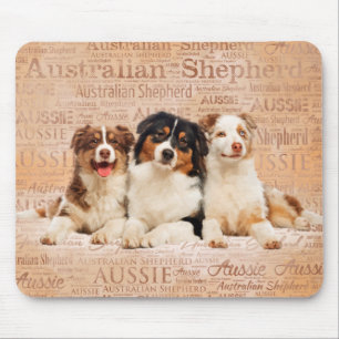 Australische Schäferhunde auf Wort-Wolke 1 Mousepad