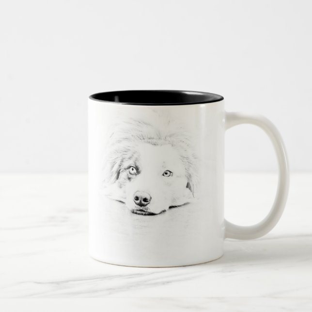 Australische Schäferhundekunst Zweifarbige Tasse (Rechts)