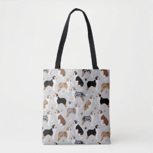 Australische Schäferknochen und Paws Gray Tote Ba