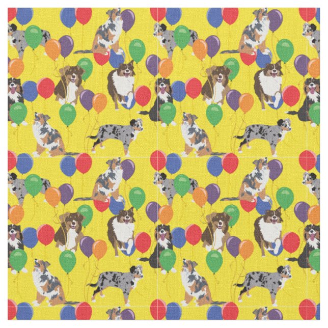 Australische Shelpherie und Party Balloons Stoff (Nahaufnahme)