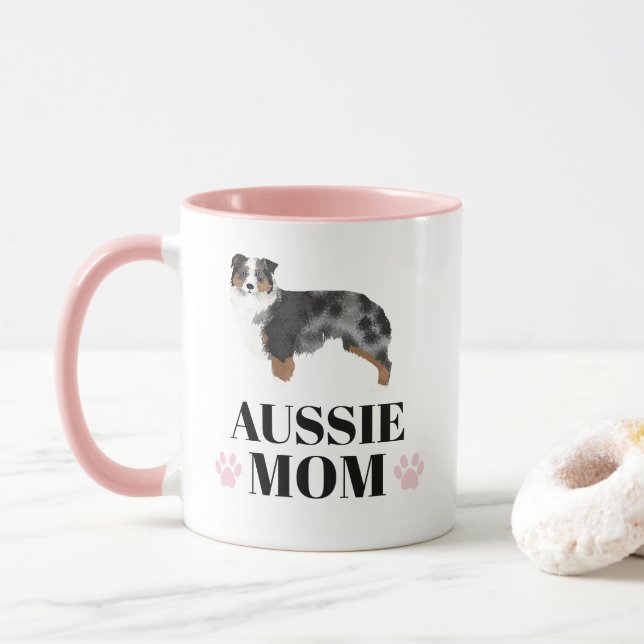 Australische Shepherd-Blue-Merle-Hund-Mutter mit F Tasse (Mit Donut)