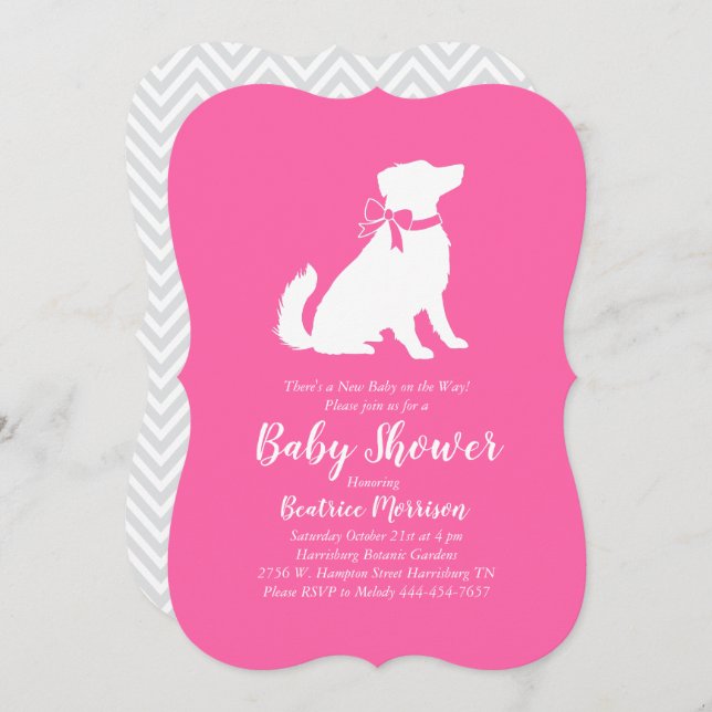 Australische Shepherd Dog Baby Shower Pink Girl Einladung (Vorne/Hinten)