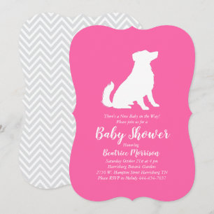 Australische Shepherd Dog Baby Shower Pink Girl Einladung