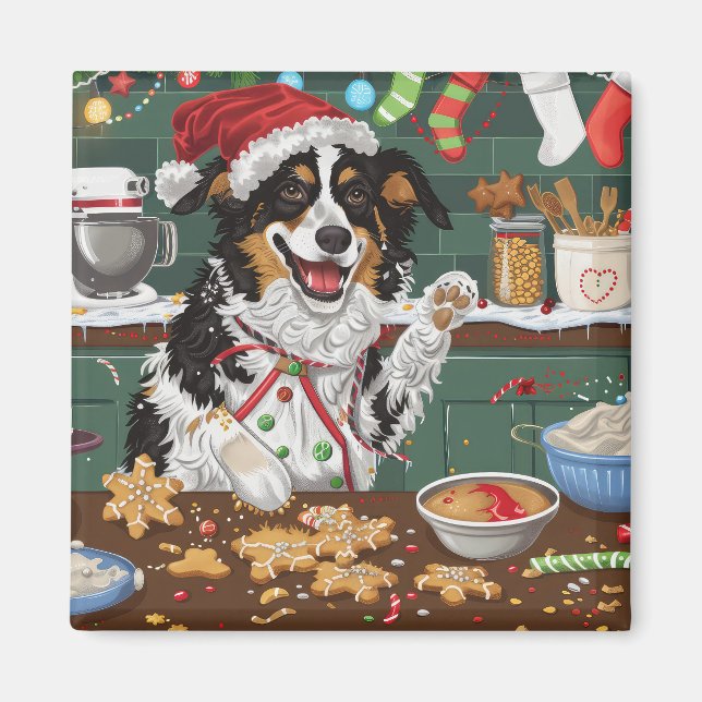 Australische Shepherd Holiday Backend Weihnachten Magnet (Vorne)