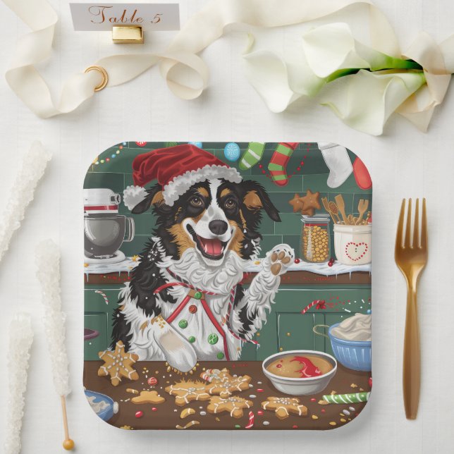 Australische Shepherd Holiday Backend Weihnachten Pappteller (Hochzeit)