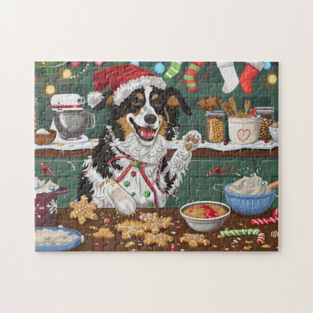 Australische Shepherd Holiday Backend Weihnachten Puzzle (Horizontal)