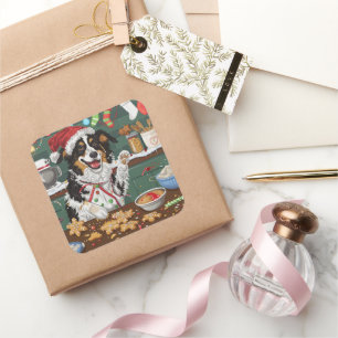 Australische Shepherd Holiday Backend Weihnachten Quadratischer Aufkleber