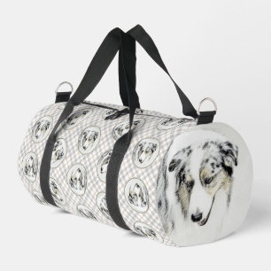 Australische Shepherd Painting Blue Merle Dog Art Duffle Bag