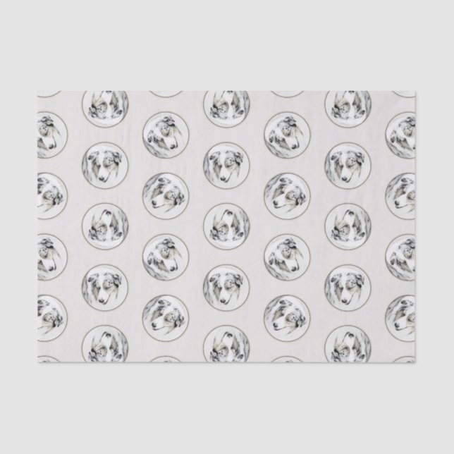 Australische Shepherd Painting Blue Merle Dog Art Seidenpapier (Vorderseite)