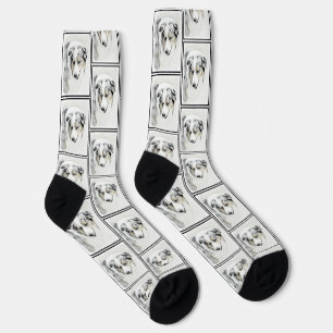 Australische Shepherd Painting Blue Merle Dog Art Socken