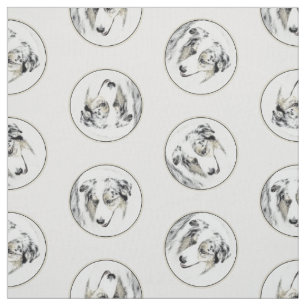 Australische Shepherd Painting Blue Merle Dog Art Stoff