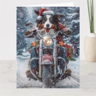 Australische Shepherd Riding Motorrad Weihnachten Karte