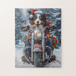 Australische Shepherd Riding Motorrad Weihnachten Puzzle