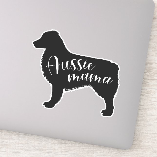 Australische Shepherd-Silhouette "Aussie Mama" Aufkleber (Detail)