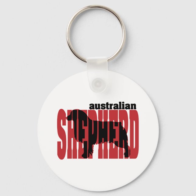 Australische Shepherd-Silhouette Schlüsselanhänger (Vorderseite)