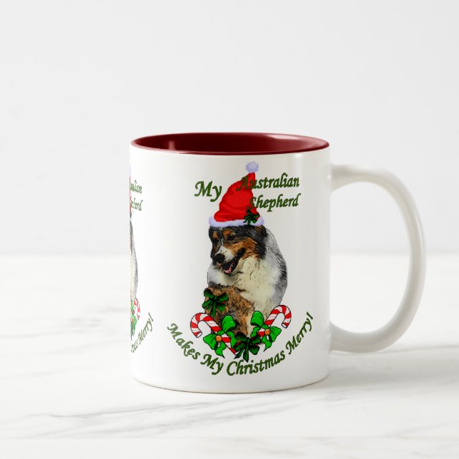 Australische Shepherd Weihnachtsgeschenke Zweifarbige Tasse (Rechts)