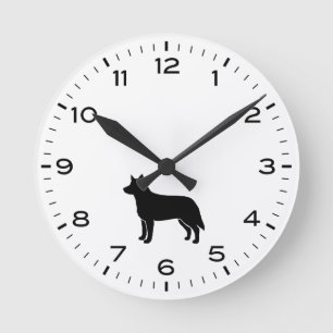 Australische Silhouette Hunde Runde Wanduhr
