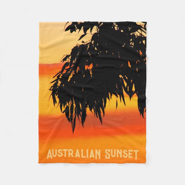 Australische Silhouette Sunset Sky Fleecedecke (Vorderseite)