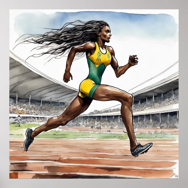 Australische Sprinter Wasserfarben Print Poster (Vorne)