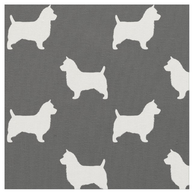 Australische Terrier Dog Breed Silhouetten Gemuste Stoff (Nahaufnahme)