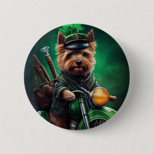 Australische Terrier Fahrrad St. Patrick's Day Button