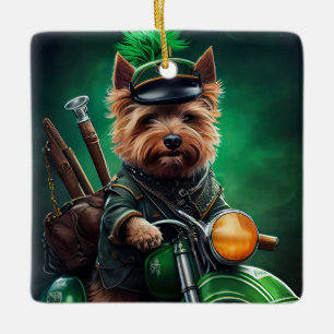 Australische Terrier Fahrrad St. Patrick's Day Keramikornament