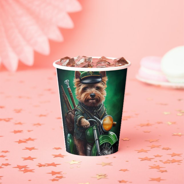 Australische Terrier Fahrrad St. Patrick's Day Pappbecher (Insitu)