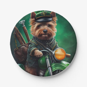 Australische Terrier Fahrrad St. Patrick's Day Pappteller