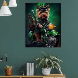 Australische Terrier Fahrrad St. Patrick's Day Poster