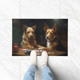 Australische Terrier Hunde beim Pokern Kunst Fußmatte