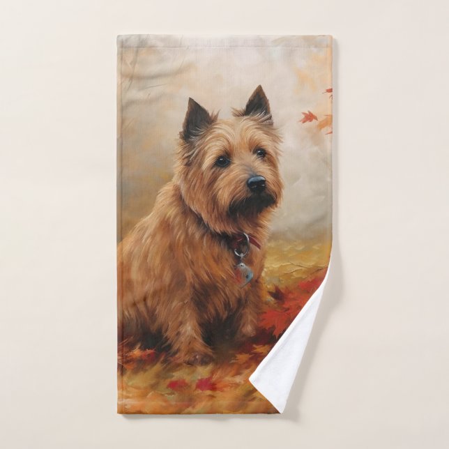 Australische Terrier im Herbst Leaves Fall Inspiri Badhandtuch Set (Handtuch)