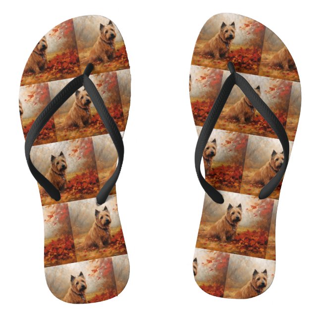 Australische Terrier im Herbst Leaves Fall Inspiri Flip Flops (Fußbett)