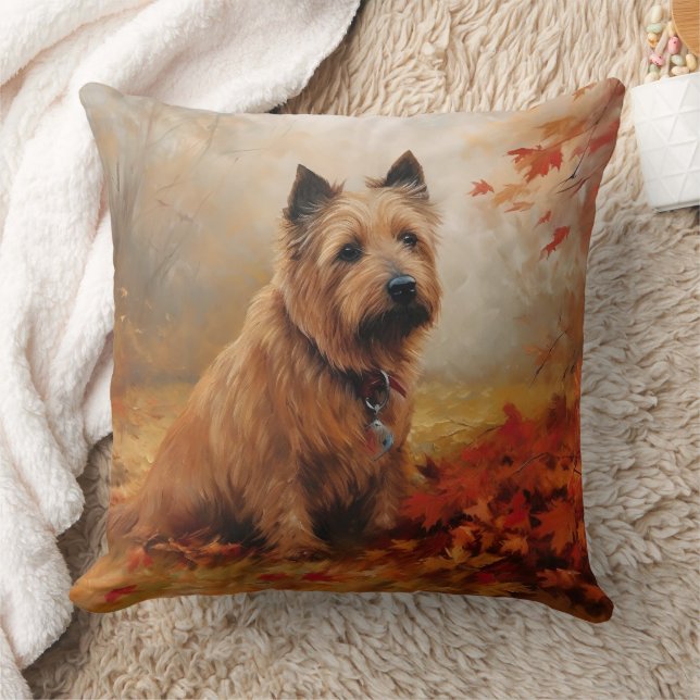 Australische Terrier im Herbst Leaves Fall Inspiri Kissen (Decke)