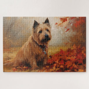 Australische Terrier im Herbst Leaves Fall Inspiri Puzzle