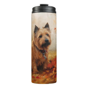 Australische Terrier im Herbst Leaves Fall Inspiri Thermosbecher