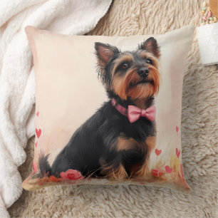 Australische Terrier mit Rose - Valentinstag Kissen