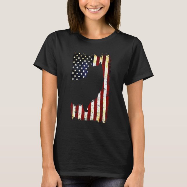 Australische Terrier Silhouette American Flag 4th  T-Shirt (Vorderseite)