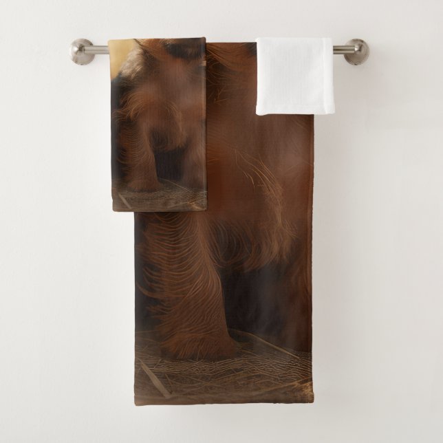 Australische Terrier Welpe Autumn Delight Pumpkin Badhandtuch Set (Insitu)